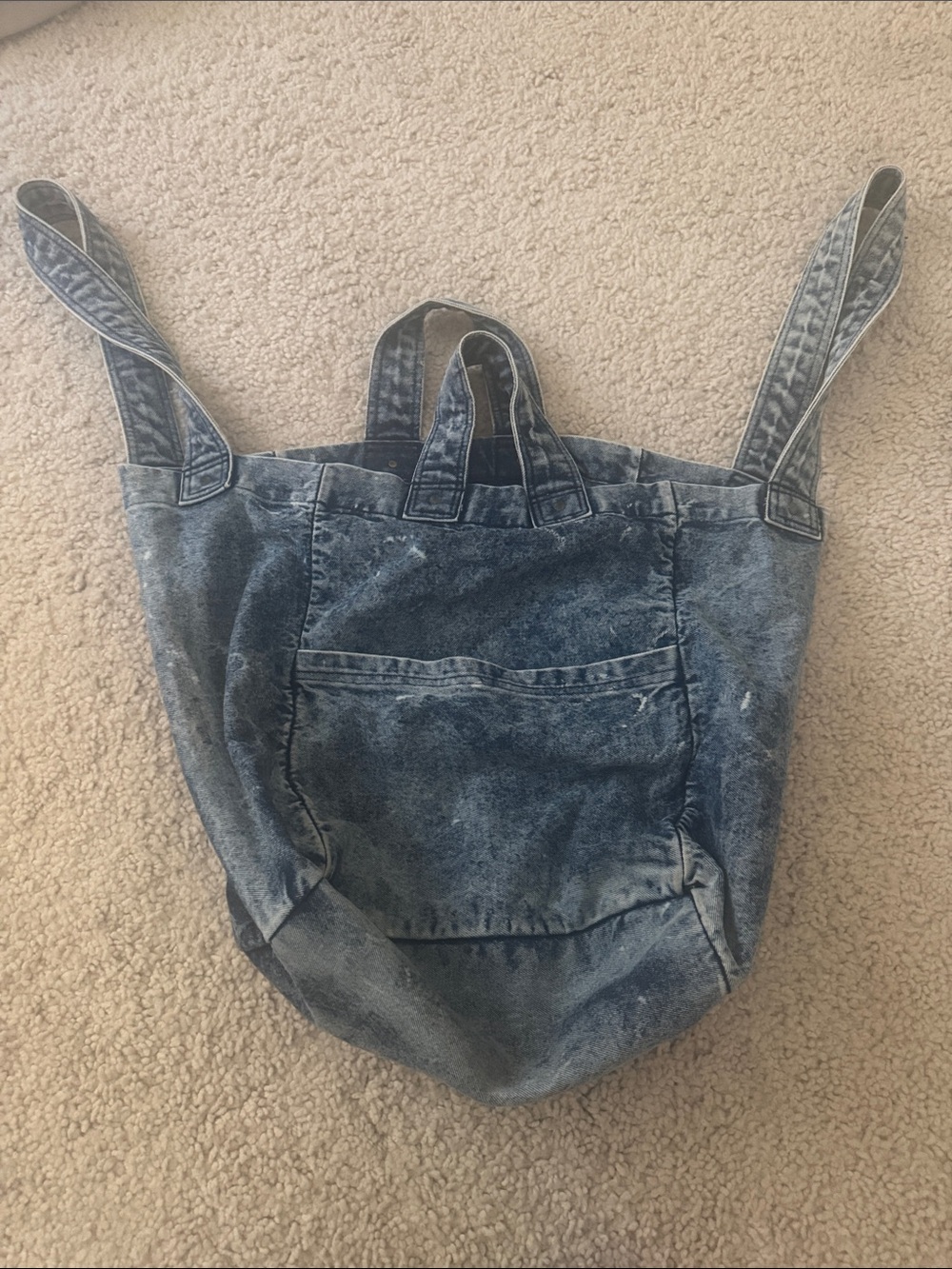 We the Free Free People Acid Wash Denim Tote Bag